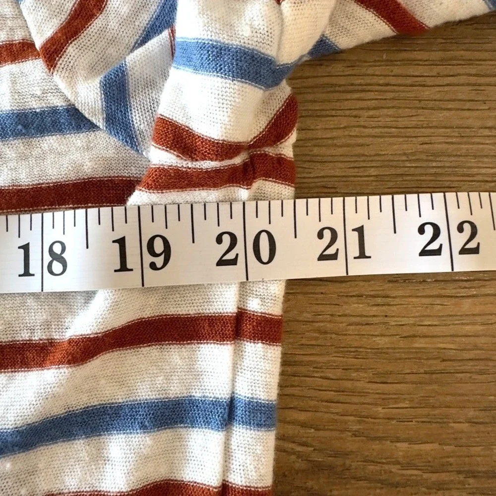 Veronica Beard Benji Striped 100% Linen Short Sleeve T-Shirt-Rust & Blue-Sz M - Picture 8 of 13